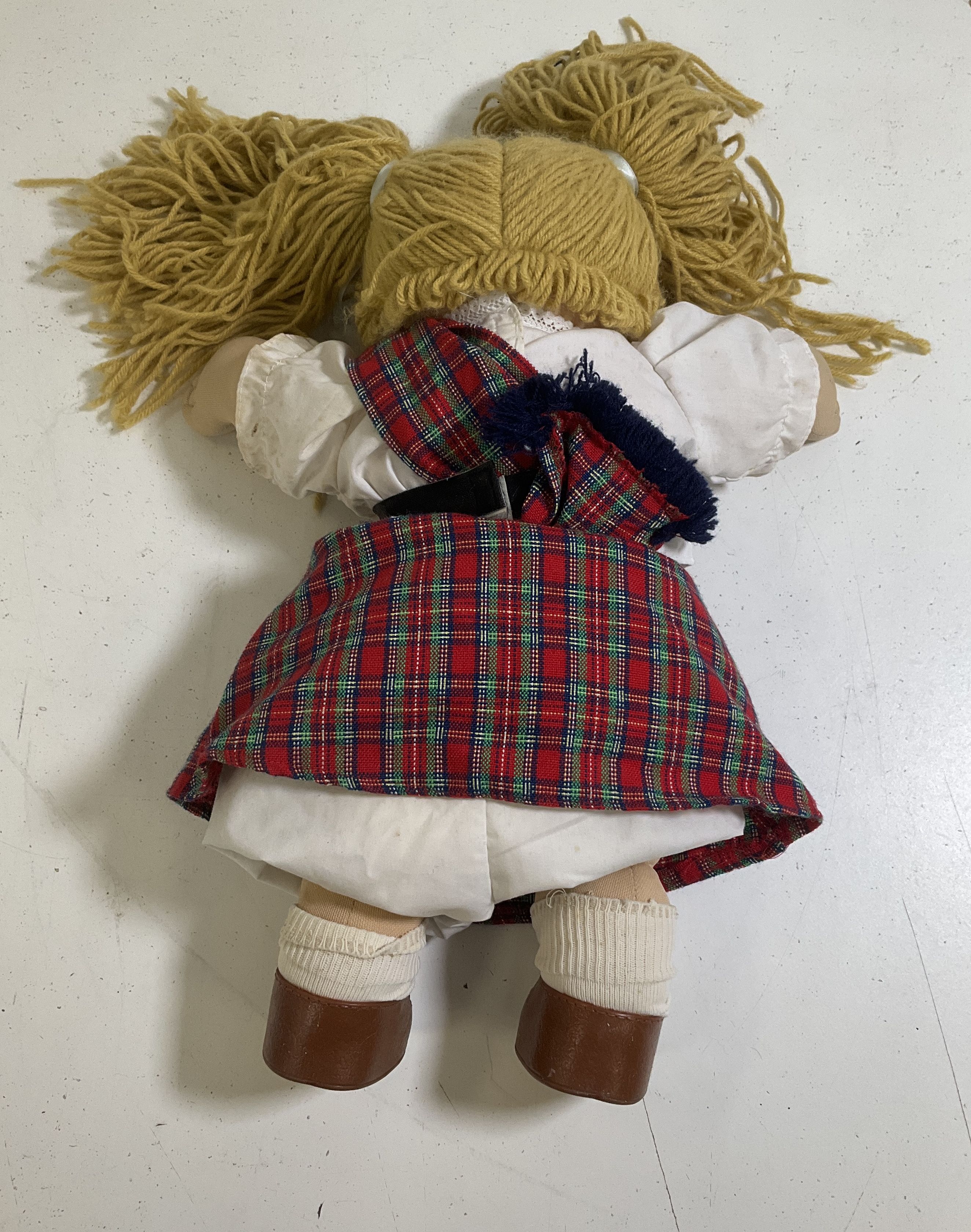 Vintage 80s Cabbage Patch Kids Doll Scottish Outfit Plaid Kilt Xavier Roberts