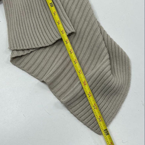 Marisa Minicucci Women's Tan Merino Wool Ribbed Drape Front Cardigan M