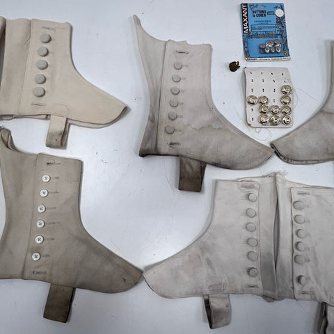 Vintage Military Spats Canvas Gaiters Rank Insignia Patches Buttons Mixed
