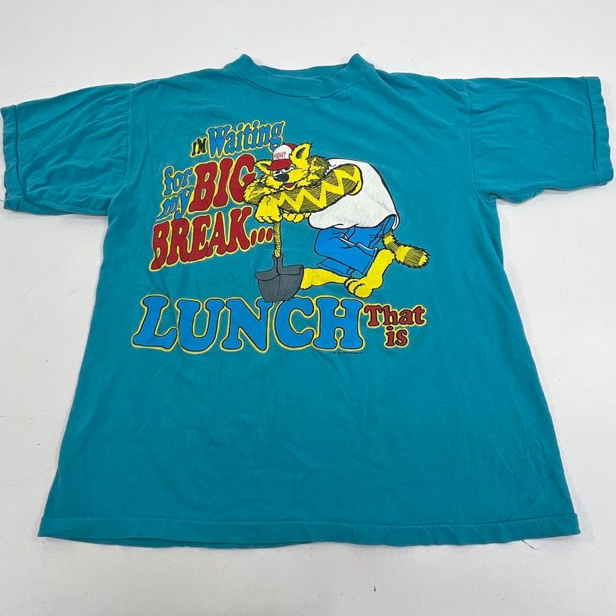Vintage 80s Sun Sportswear Teal Single Stitch Big Break Lunch T-Shirt Men's L