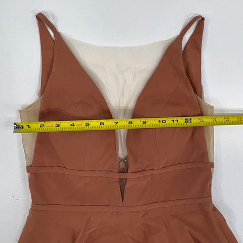 Jenny Yoo Women's Priya Gown Peach Cinnamon Rose Deep V-Neck Dress Sz 4