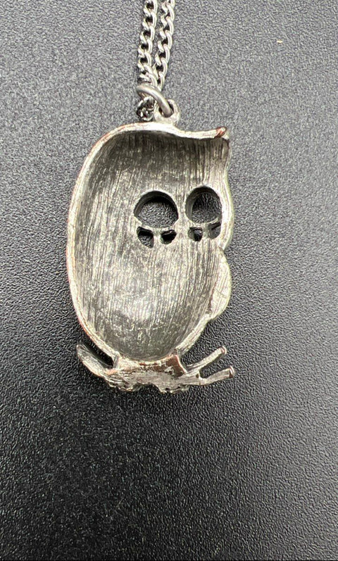 Vintage 70s Pewter Jewelry Lot Metzke Owl Brooch Pendant Poodle Earrings