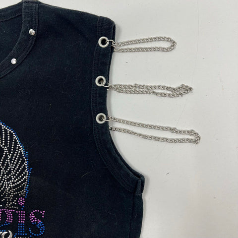 Vintage 2004 Sturgis Black Hills Rally Rhinestone Chain Biker Tank Top Sz L