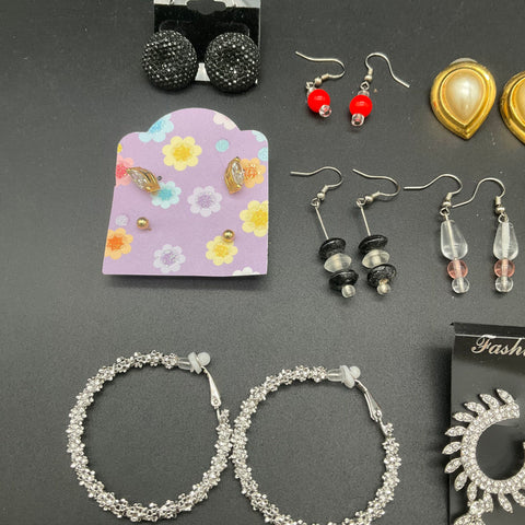 Borrowed & Blue Rhinestone Fashion Earrings Lot 25 Pairs Hoops Studs Dangles