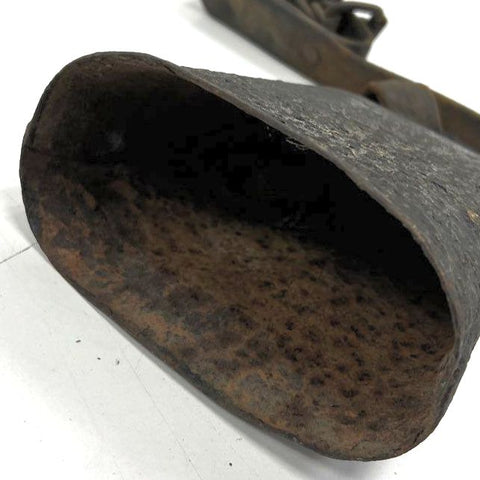 Vintage Antique Rustic Metal Farm Cowbell with Leather Strap Large Black