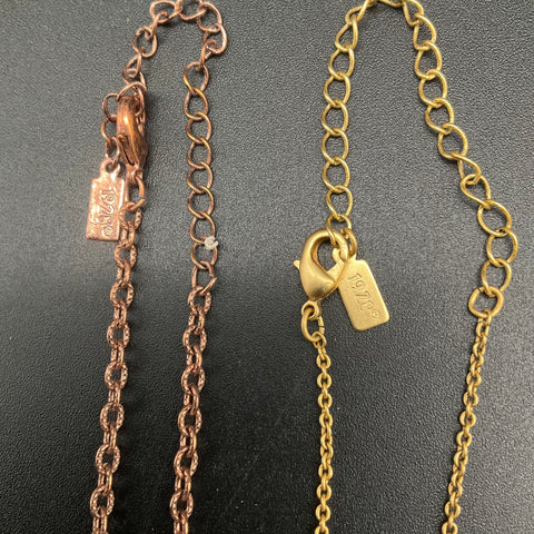 Vintage 1928 Jewelry Lot of 2 Necklaces Gold Copper Tone Rhinestone Bead
