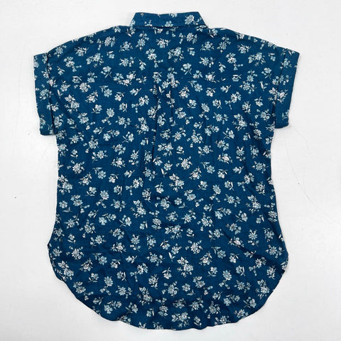 Lauren Ralph Lauren Women's Floral Linen Button Down Shirt Indigo Blue NWT Sz M