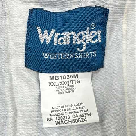Wrangler Men's Green Blue Striped Long Sleeve Cotton Western Snap Shirt Sz XXL