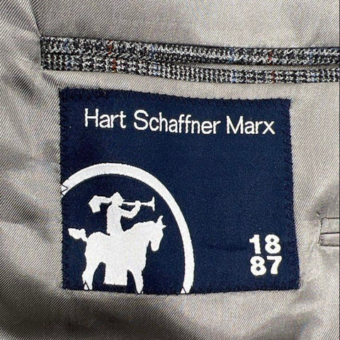 Hart Schaffner Marx Men's Gray Plaid Sport Coat Blazer Two Button Sz 46R