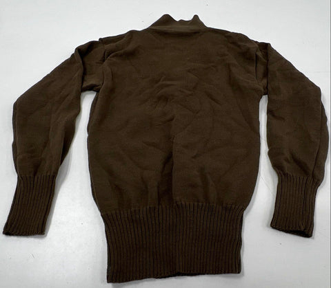 DSCP Men's US Military Brown Wool 5 Button Ribbed Mock Neck Sweater Sz M
