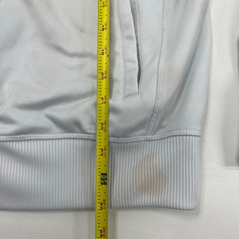 Adidas Men's White Real Madrid Anthem Soccer 3 Stripe Full Zip Track Jacket S