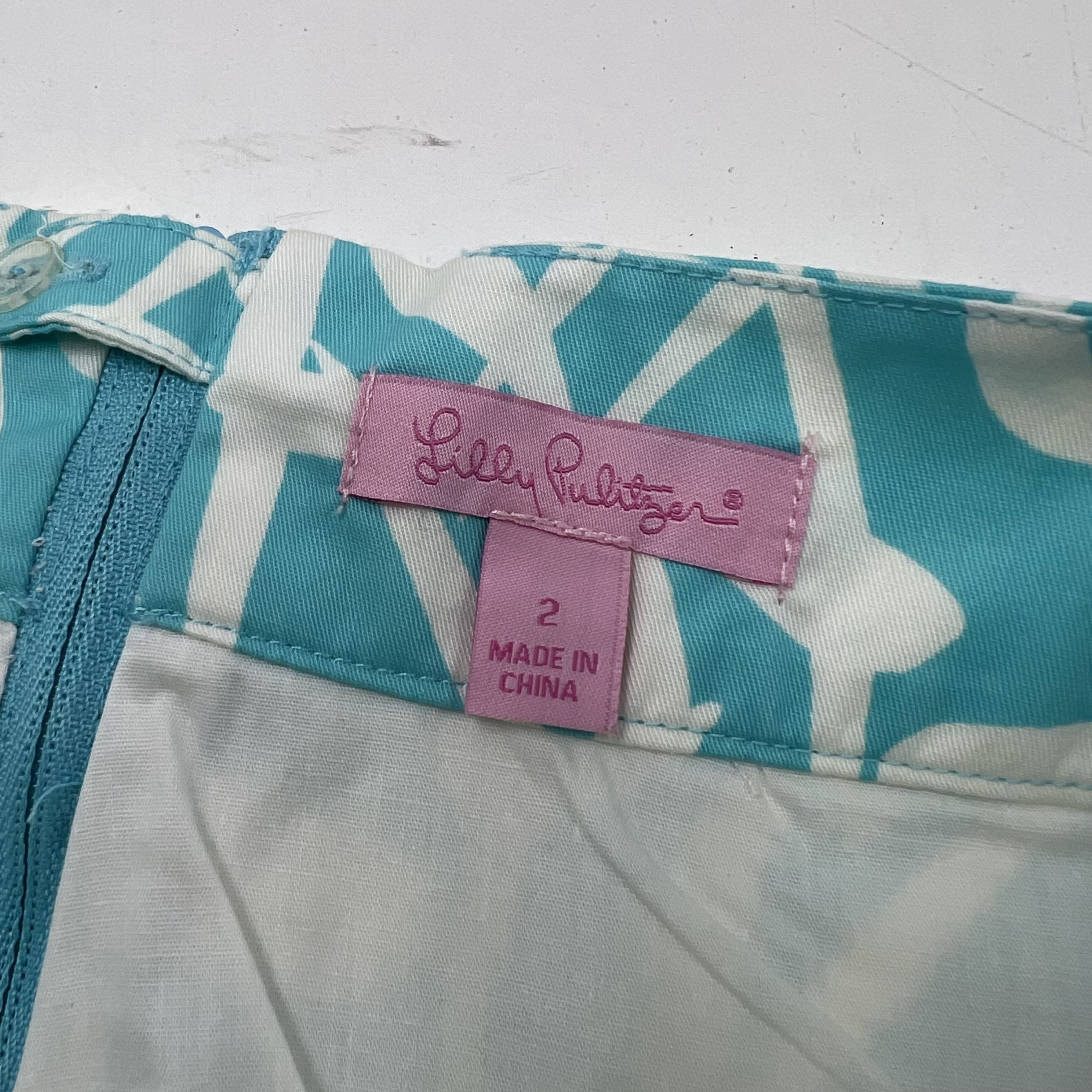 Lilly Pulitzer Marigold Ruffle Dragonfly Print Skort Cotton Teal White Size 2