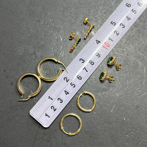 4 Pair 925 Sterling Silver Gold tone Earrings Lot 11.59g