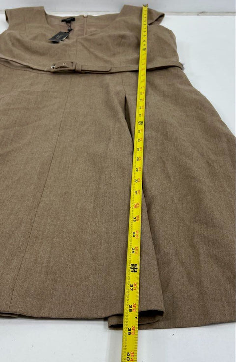 Talbots NWT Women's Tan Wool Blend Belted Pleated A-Line Dress Size 16P