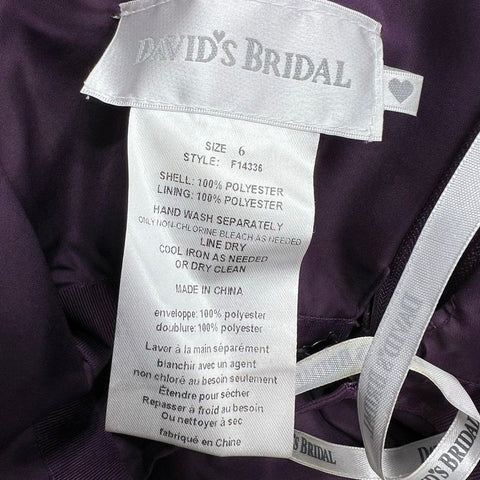 Davids Bridal Purple Strapless Crinkle Chiffon Ruffle Formal Gown Womens