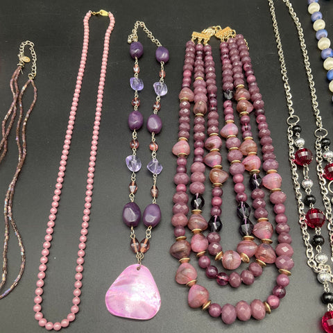 Costume Jewelry Lot of 8 Necklaces Beaded Multi-strand Shell Pendant Fashion