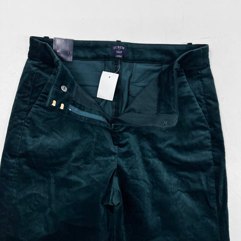 J. Crew Women's Kallie Pant Dark Green Velvet High Rise Straight Leg Size 10 NWT