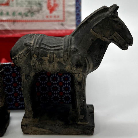Vintage Chinese Terracotta Warriors & Horse 5-Piece Boxed Replica Set Xi'an