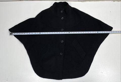 Hilary Radley Collection Black Wool Blend Button Front Cape Poncho Jacket Sz M