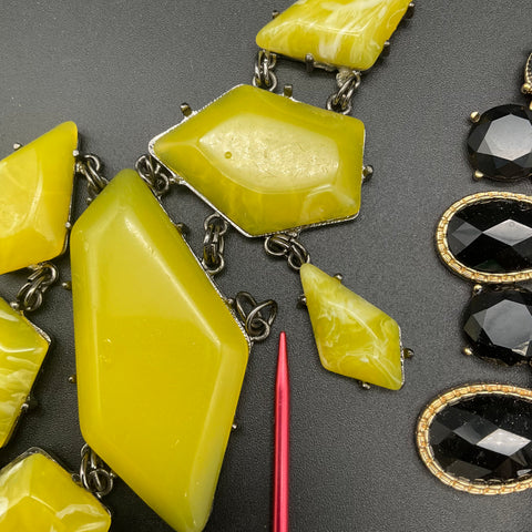Fashion Statement Jewelry Lot of 6 Necklaces Yellow Bib Cross Pendant Beaded