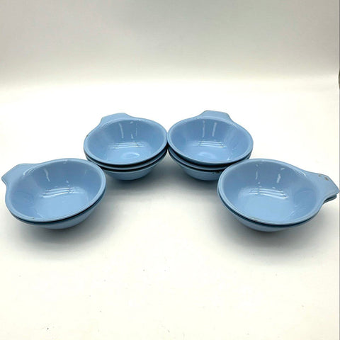 Homer Laughlin Skytone 10 Piece Set Blue Lugged Fruit Cereal Bowls Vintage 1955