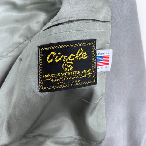Circle S Men's Gray Western Ranch Blazer Jacket Perforated Yoke USA Sz 46R