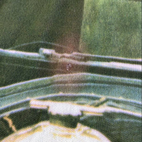 Vintage 70s Knitted Fashions Green Bentley Car Graphic Nylon Shirt Men's L