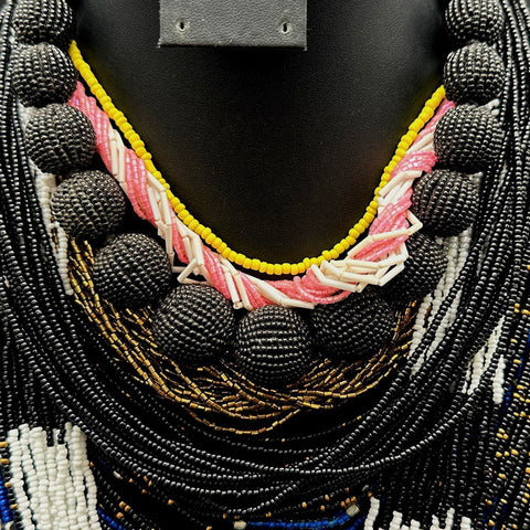 Vintage to Modern Seed Bead Multi-Strand Statement Necklace Jewelry Lot 5pc