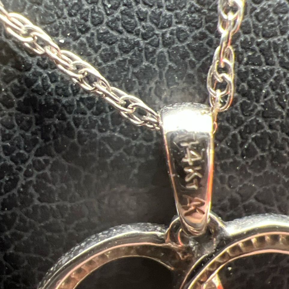 14K White Gold Heart Diamond Pendant Necklace 2.42g