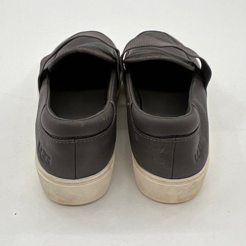 Ugg Libu Grey Leather Slip-On Platform Sneakers Women's Size 7