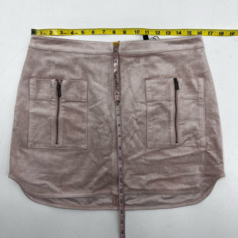 BCBG MAXAZRIA Women's Bare Pink Faux Suede Cargo Mini Skirt Sz M NWT
