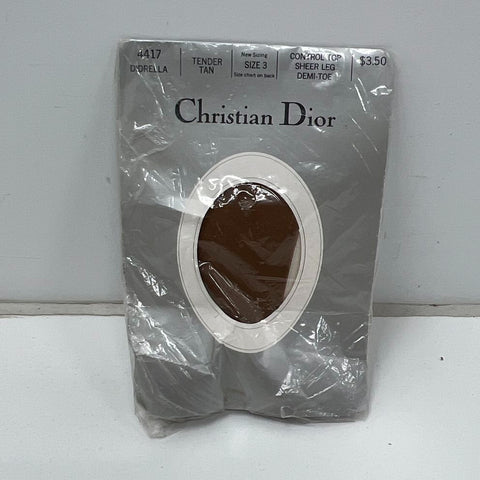 Vintage 80s Christian Dior NOS Tan Diorella Control Top Hosiery Women's Size 3