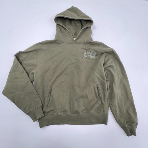 Broken Planet Men's Basics Olive Green Puff Print Hoodie Sweatshirt Size XXL