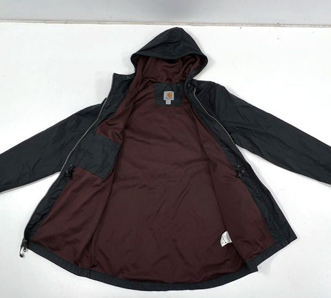 Carhartt Women's Black Lightweight Hooded Full Zip Windbreaker Jacket Sz M 8/10
