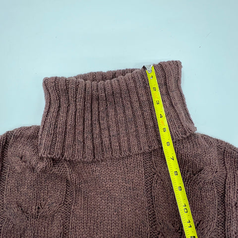 Free People Brown Cable Knit Turtleneck Sweater Tunic Dress Womens XS