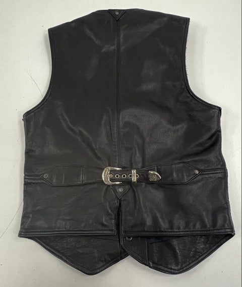 Vintage 90s Harley-Davidson Leather Biker Buckle Back Vest Sz S