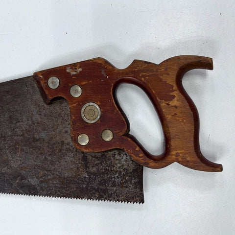 Vintage Disston 30" Handsaw Wood Handle Made in USA Woodworking Tool
