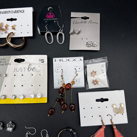 Mixed Costume Jewelry Earring Lot 50+ Pairs Claire's Time and Tru Studs Hoops