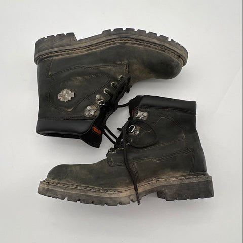Harley Davidson D91005 Black Leather Ankle Motorcycle Boots Men's Size 7.5