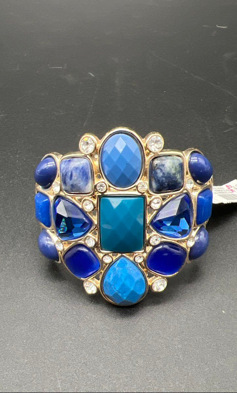 WHBM Jewelry Lot NWT Blue Statement Necklace & Bracelet + 2 Dangle Earrings Set