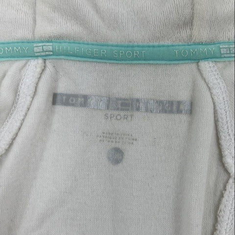Vintage Y2K Tommy Hilfiger Sport White Terry Velour Full Zip Hoodie Wmns L