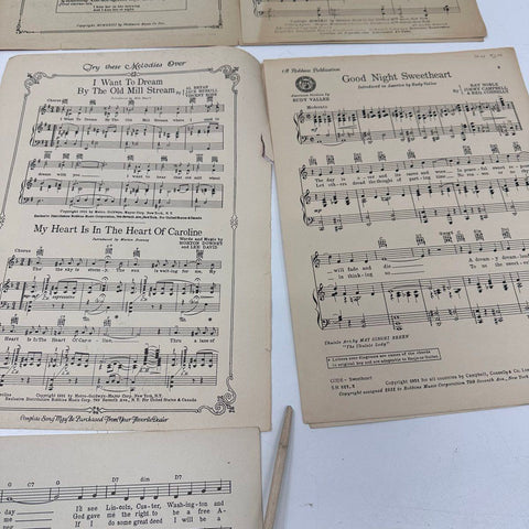 Lot of 9 Vintage Sheet Music 1910s-1940s Pretty Baby Li'l Liza Jane The Etude