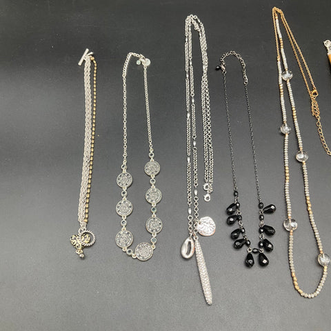 White House Black Market Liz & Co Jewelry Lot 9 Necklaces Beaded Silver Gold