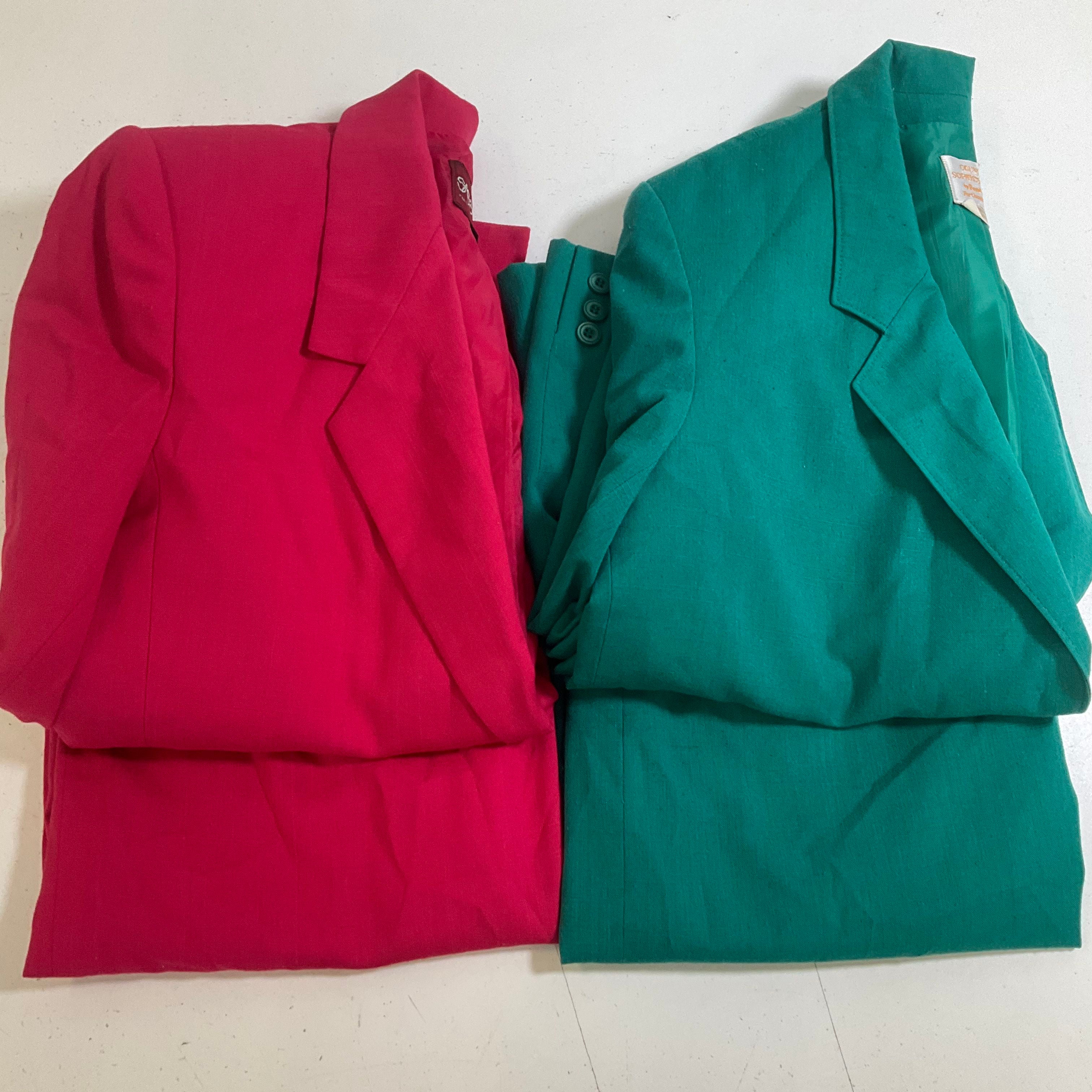 Vintage 80s Lot 2 Skirt Suit Sets Pendleton Sasson Blazer USA Womens Sz 12 14