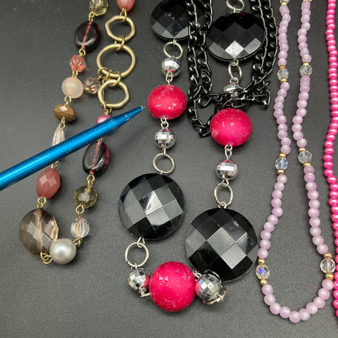 Vintage to Modern Costume Jewelry Necklace Lot of 10 Beaded Faux Pearl Statement