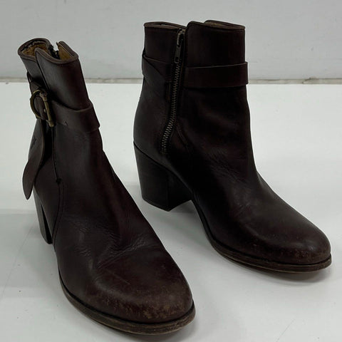 Frye Valerie Strappy 3476117 Dark Brown Leather Ankle Boots Size 10