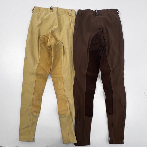 Lot of 2 Kerrits Women's Microcord Knee Patch Riding Breeches Tan Brown Sz M