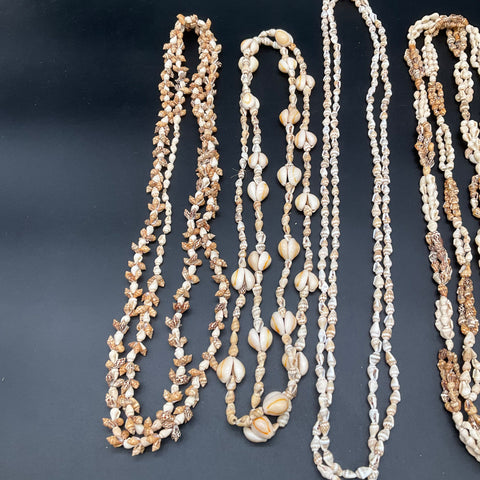 Vintage Shell Necklace Lot of 5 Cowrie Rice Shell Island Beach Jewelry