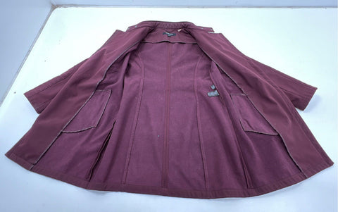 Kenneth Cole Women's Burgundy Softshell Asymmetrical Zip Belted Trench Coat Sz S