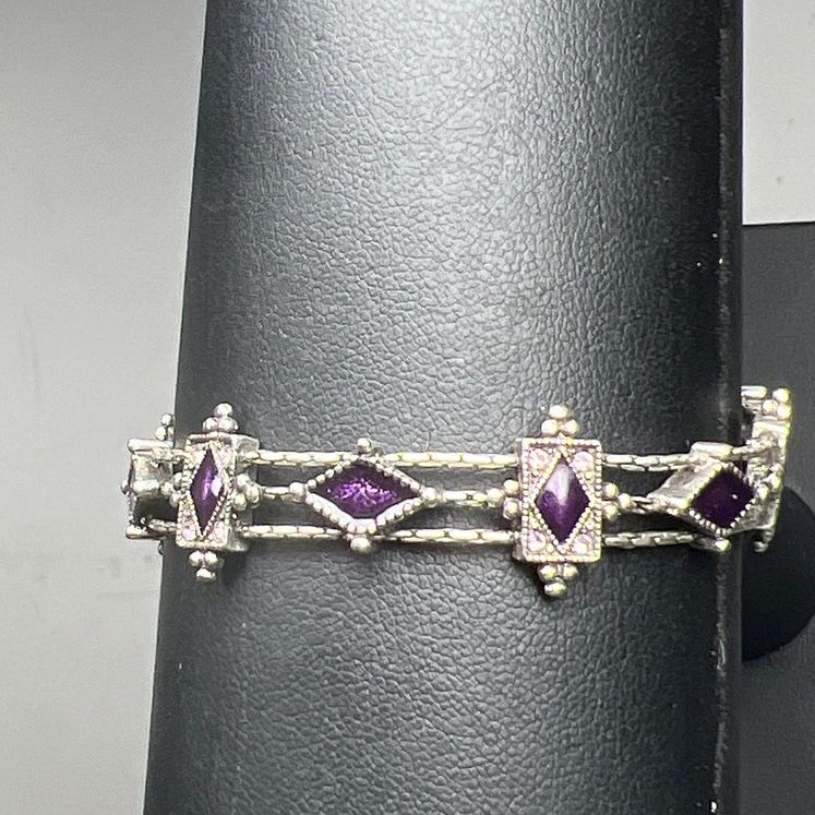 Napier Purple Enamel Silver Tone Bracelet